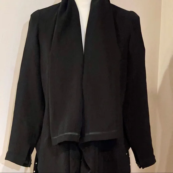 Morgane Le Fay Black Silk Asymmetrical Drape Front Jacket, size S - Picture 6 of 14